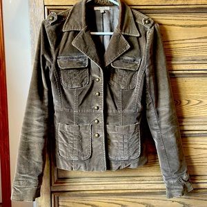 Vintage RW&CO military inspired jacket, velvet textured, sits to size 6.